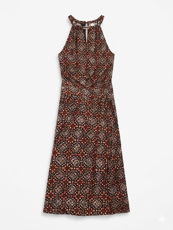 Michael Kors Dresses & Skirts - Michael Kors Black and Rust Geometric Halter Maxi Dress